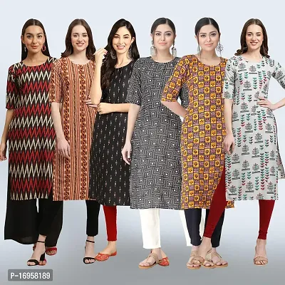 Women Stylish Crepe Printed Straight Kurta Combo