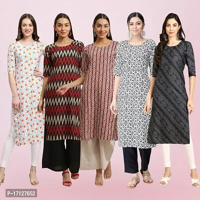 Women Stylish Crepe Printed Straight Kurta