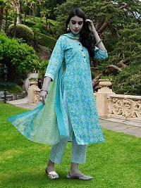 Fancy Cotton Blend Kurta Bottom And Dupatta Set For Women-thumb1