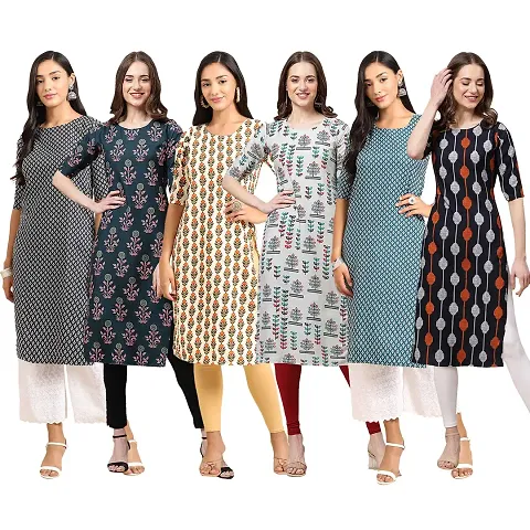 Fancy Combo of 6 Crepe Kurti