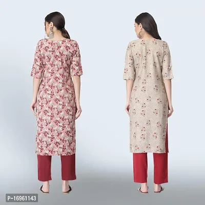 Women Stylish Crepe Ethnic Motif Casual Straight Kurta-thumb2