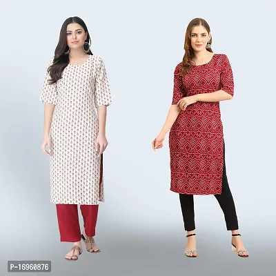 Women Stylish Crepe Ethnic Motif Casual Straight Kurta-thumb0