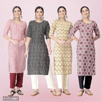 Women Stylish Crepe Printed Straight Kurta