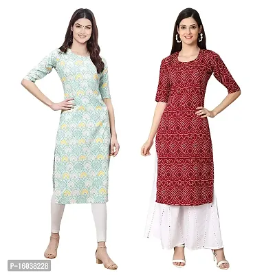 Stylish Digital Printed Women Crepe Kurta- Pack of 2-thumb0