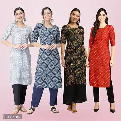 Women Stylish Crepe Printed Straight Kurta-thumb0