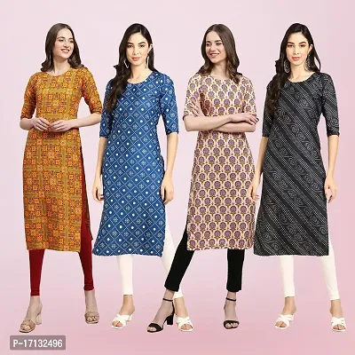 Women Stylish Crepe Printed Straight Kurta