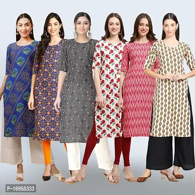 Women Stylish Crepe Printed Straight Kurta Combo-thumb0