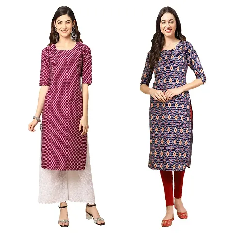 Stylish Straight Crepe Kurta For Women Combo Pack Of 2