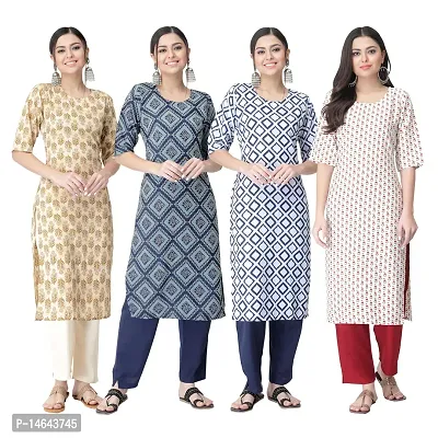 New Crepe Combo Printed Kurtis For Women Pack Of 4-thumb0