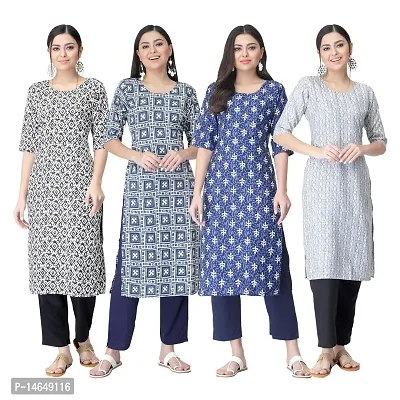 New Crepe Combo Printed Kurtis For Women Pack Of 4