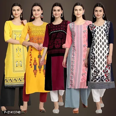 Fancy Crepe Kurtis For Women Pack Of 5-thumb0