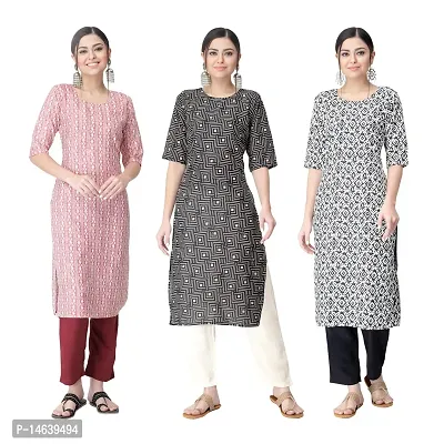 New Crepe Combo Printed Kurtis For Women Pack Of 3