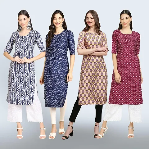 Pack Of 4 Crepe Printed Kurtis