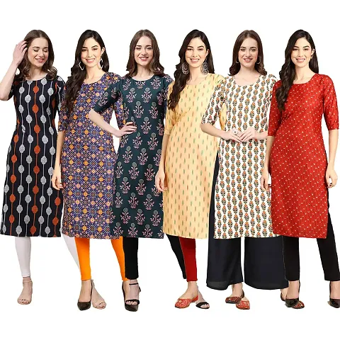 Fancy Combo of 6 Crepe Kurti