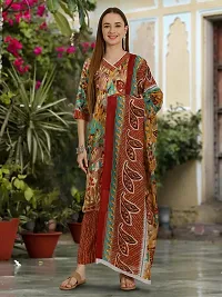 Stylish Cotton Blend Printed Kurta With Pant And Dupatta Set For Women-thumb1