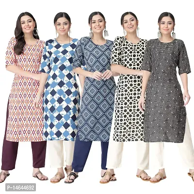 New Crepe Printed Kurtis Combo For Women Pack Of 5