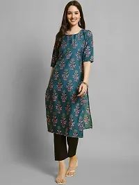 Stylish Crepe Printed Straight Kurta With Pant Set For Women-thumb1