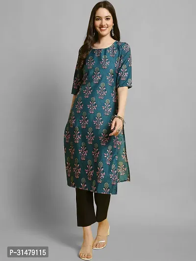 Stylish Crepe Printed Straight Kurta With Pant Set For Women-thumb2