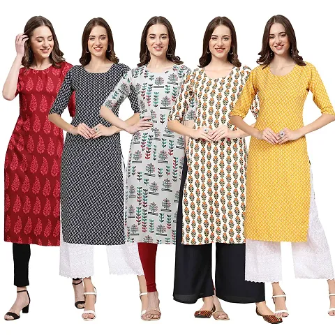 Pack Of 5 Crepe Printed Kurtis