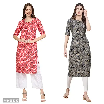 Stylish Digital Printed Women Crepe Kurta- Pack of 2-thumb0