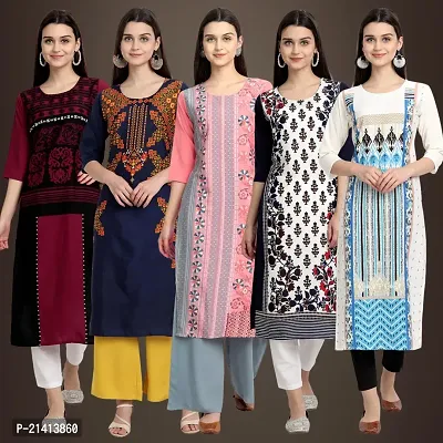 Fancy Crepe Kurtis For Women Pack Of 5-thumb0