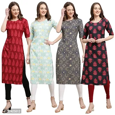 Stylish Multicoloured Crepe Stitched Kurta For Women Pack of 4