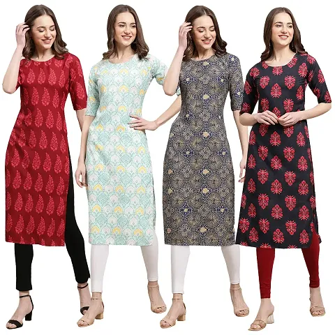 Stylish Crepe Stitched Kurta For Women Pack of 4