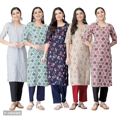 New Crepe Printed Kurtis Combo For Women Pack Of 5