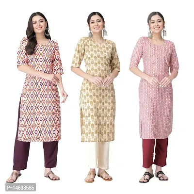 New Crepe Combo Printed Kurtis For Women Pack Of 3