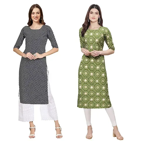 Stylish Crepe Printed Kurti - Pack of 2