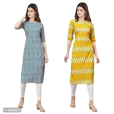 Stylish Digital Printed Women Crepe Kurta- Pack of 2-thumb0