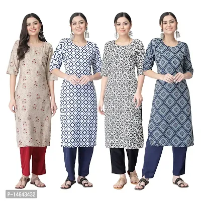 New Crepe Combo Printed Kurtis For Women Pack Of 4-thumb0