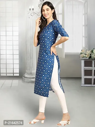 Stylish Blue Crepe Stitched Kurta For Women-thumb2