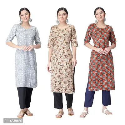 New Crepe Combo Printed Kurtis For Women Pack Of 3