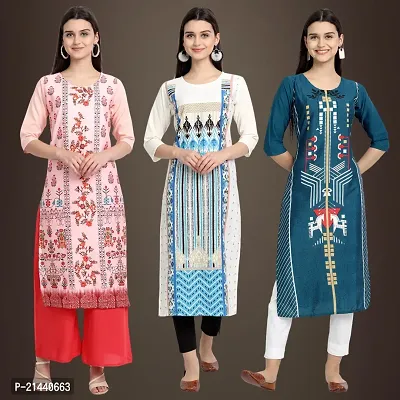 Fancy Crepe Kurtis for Women Pack Of 3-thumb0