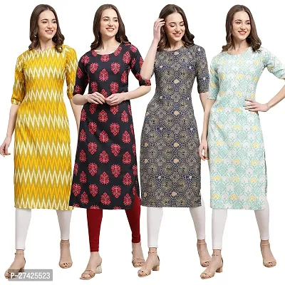 Stylish Multicoloured Crepe Stitched Kurta For Women Pack of 4-thumb0