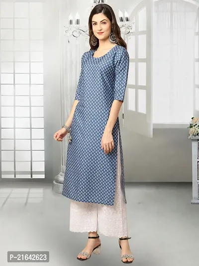 Stylish Blue Crepe Stitched Kurta For Women-thumb3