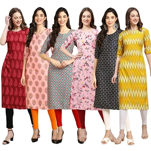 Stylish Crepe Printed Kurti - Pack of 6