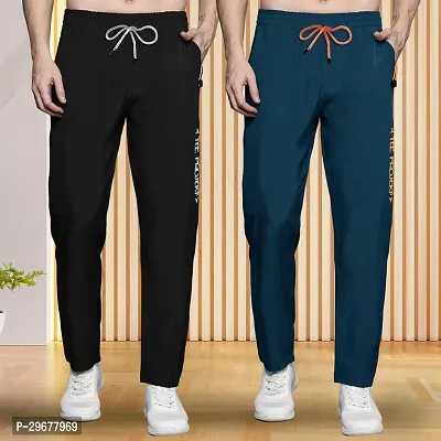 Stylish Multicoloured Lycra Regular Track Pants For Men Pack Of 2-thumb0