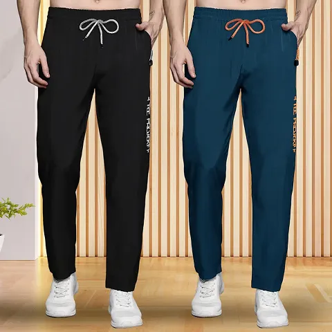 Stylish Lycra Regular Track Pants For Men Pack Of 2