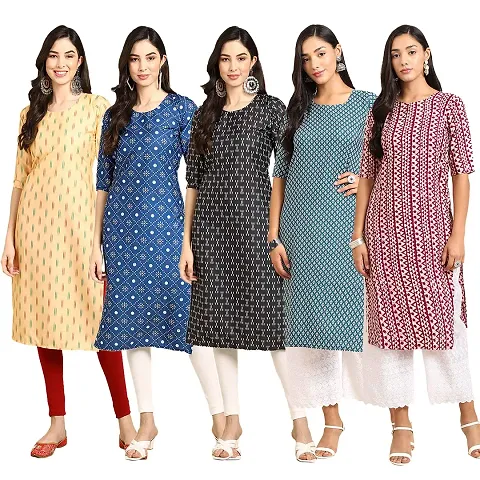 Fancy Combo of 5 Crepe Kurti