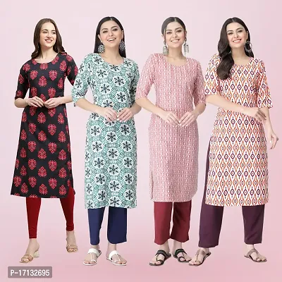 Women Stylish Crepe Printed Straight Kurta-thumb0