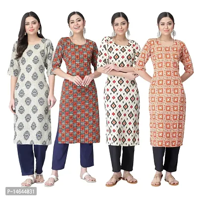 New Crepe Combo Printed Kurtis For Women Pack Of 4-thumb0