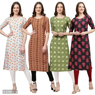 Stylish Multicoloured Crepe Stitched Kurta For Women Pack of 4-thumb0