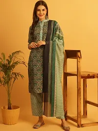 Stylish Blue Crepe Printed Kurta Bottom and Dupatta Set For Women-thumb1