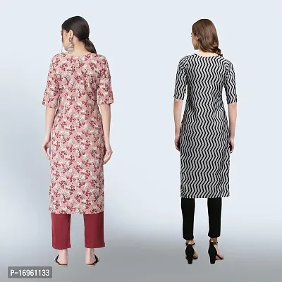 Women Stylish Crepe Ethnic Motif Casual Straight Kurta-thumb2