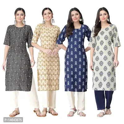 New Crepe Combo Printed Kurtis For Women Pack Of 4