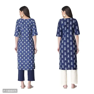 Attarctive Crepe Printed Straight Kurti Combo For Women Pack Of 2-thumb2