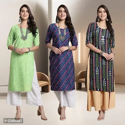 Fancy Rayon Kurtis For Women Pack Of 3-thumb0