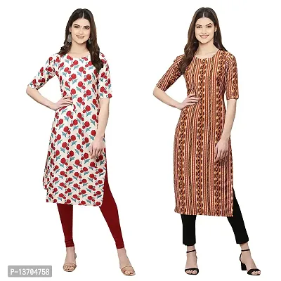 Stylish Crepe Digital Printed Kurta For Women- Pack Of 2-thumb0